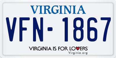 VA license plate VFN1867