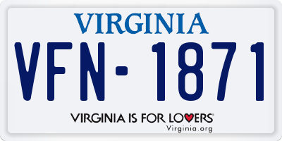 VA license plate VFN1871