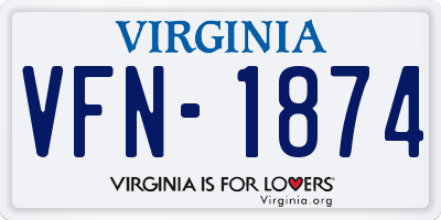 VA license plate VFN1874