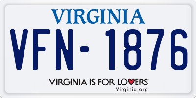 VA license plate VFN1876