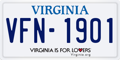 VA license plate VFN1901