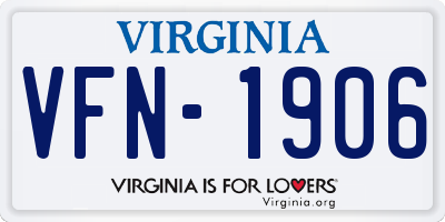 VA license plate VFN1906