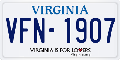 VA license plate VFN1907