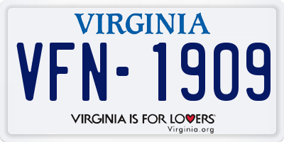 VA license plate VFN1909