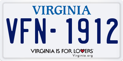 VA license plate VFN1912