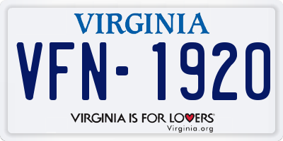 VA license plate VFN1920