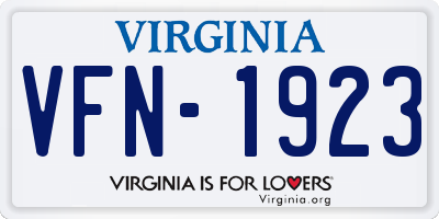 VA license plate VFN1923