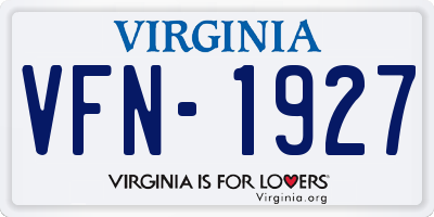 VA license plate VFN1927