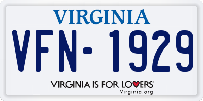 VA license plate VFN1929