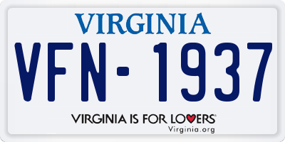 VA license plate VFN1937