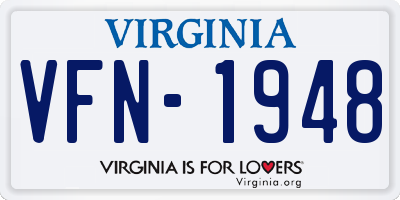 VA license plate VFN1948