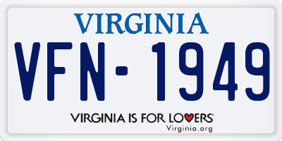 VA license plate VFN1949