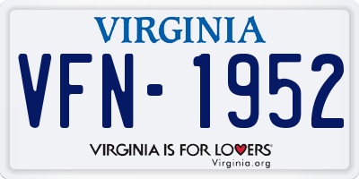 VA license plate VFN1952