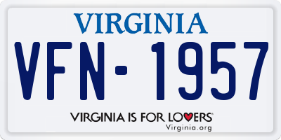VA license plate VFN1957