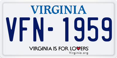 VA license plate VFN1959