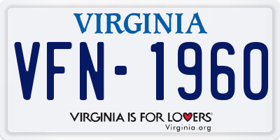 VA license plate VFN1960