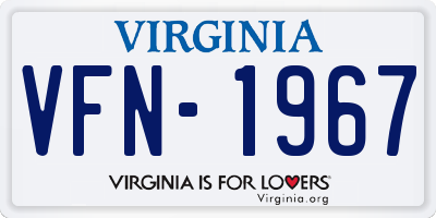VA license plate VFN1967