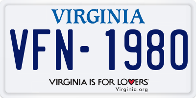 VA license plate VFN1980