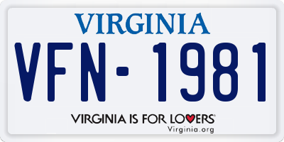VA license plate VFN1981
