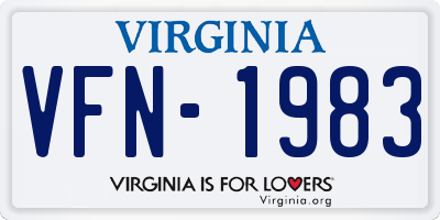 VA license plate VFN1983
