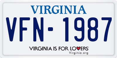 VA license plate VFN1987