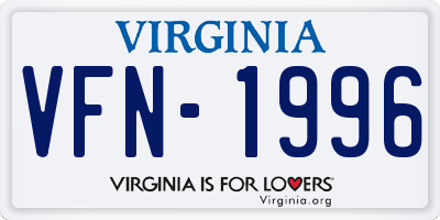 VA license plate VFN1996