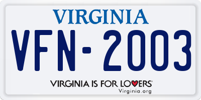 VA license plate VFN2003