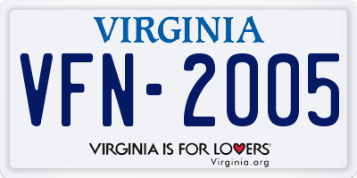 VA license plate VFN2005