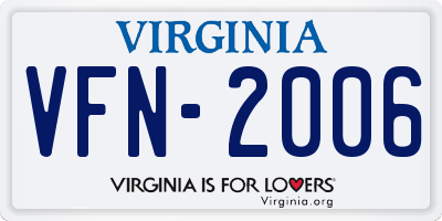 VA license plate VFN2006