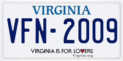 VA license plate VFN2009