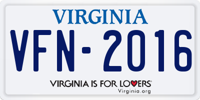 VA license plate VFN2016
