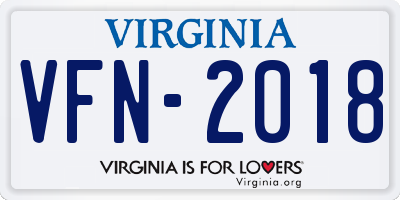 VA license plate VFN2018