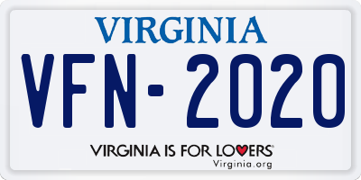 VA license plate VFN2020