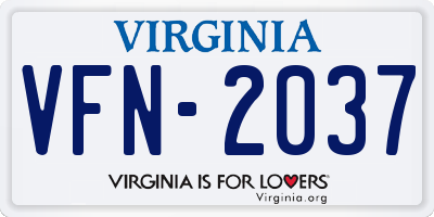 VA license plate VFN2037