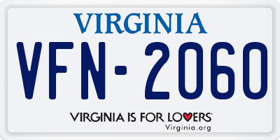 VA license plate VFN2060