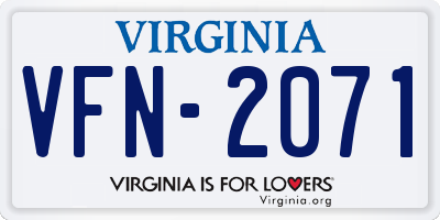 VA license plate VFN2071