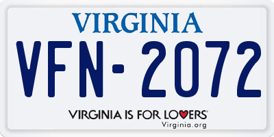 VA license plate VFN2072