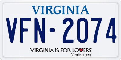 VA license plate VFN2074