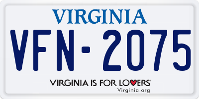 VA license plate VFN2075