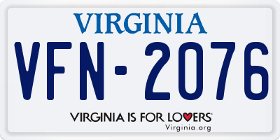 VA license plate VFN2076