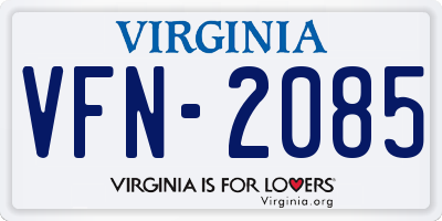 VA license plate VFN2085