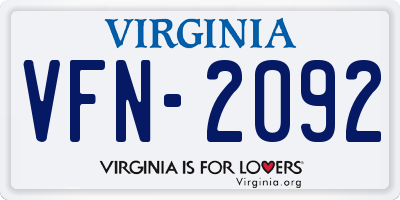 VA license plate VFN2092