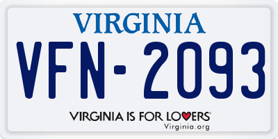 VA license plate VFN2093