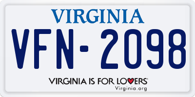 VA license plate VFN2098