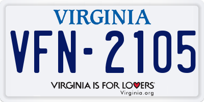 VA license plate VFN2105