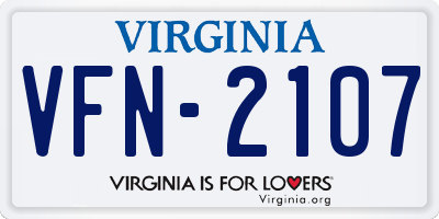 VA license plate VFN2107