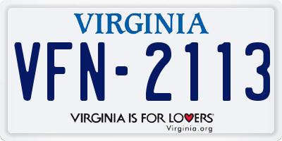 VA license plate VFN2113
