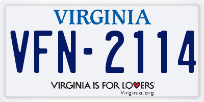 VA license plate VFN2114