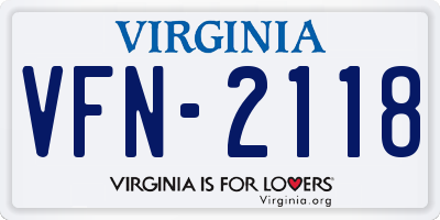 VA license plate VFN2118