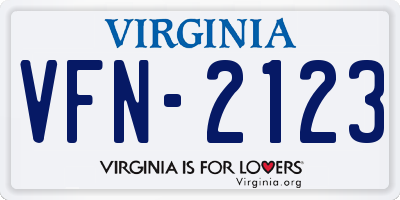 VA license plate VFN2123